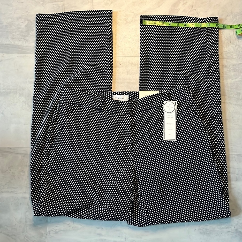 Charter club Wide Leg Polka Dot Trousers Modern Fit Navy/ white/black Size 6